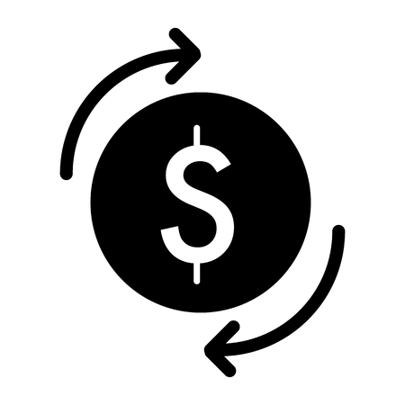 Dollar arrows vector icon. Black and white money illustration. Solid linear finance icon.のイラスト素材