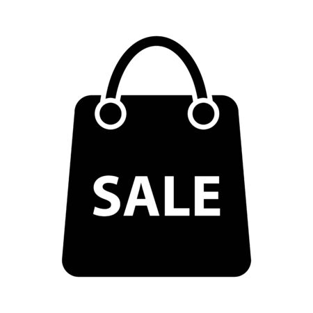 Shopping sale vector icon. Black and white bag icon for advertising discounts illustration. Solid linear shopping icon.のイラスト素材
