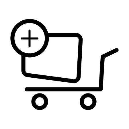 Shopping cart vector icon. Black and white Add product to cart illustration. Outline linear icon.のイラスト素材