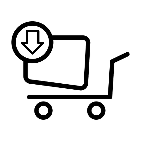 Shopping cart vector icon. To buy online, black and white illustration. Outline linear shopping icon.のイラスト素材