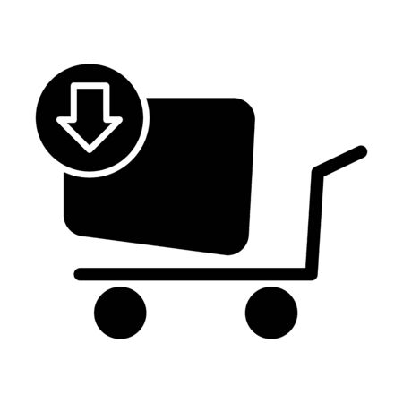 Shopping cart vector icon. To buy online, black and white illustration. Solid linear shopping icon.のイラスト素材