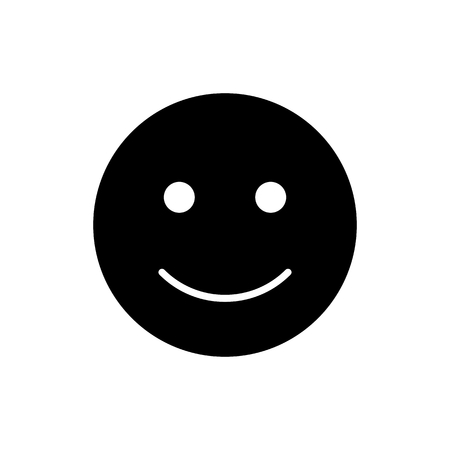 Happy smiley vector icon. Black and white smile illustration. Solid linear emotion icon.のイラスト素材