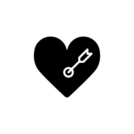 Heart with an arrow vector icon. Black and white love illustration. Solid linear icon of heart.のイラスト素材