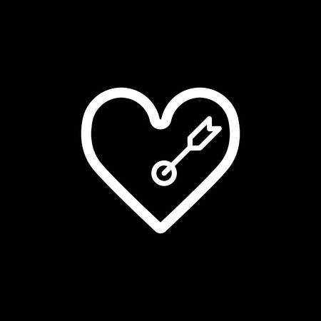 Heart with an arrow vector icon. Black and white love illustration. Outline linear icon of heart.のイラスト素材