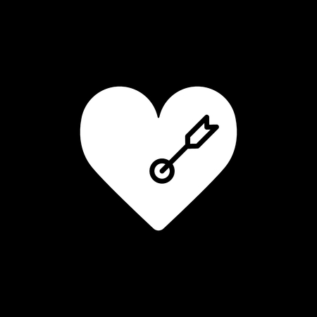 Heart with an arrow vector icon. Black and white love illustration. Solid linear icon of heart.のイラスト素材