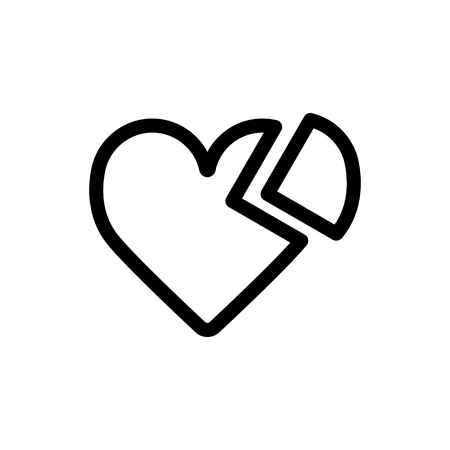 Heart vector icon. Black and white love illustration. Outline linear icon of heart, Divided into parts.のイラスト素材