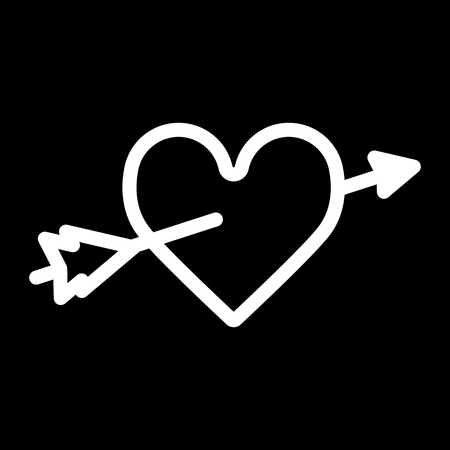 Heart with an arrow vector icon. Black and white love illustration. Outline linear icon of heart.のイラスト素材
