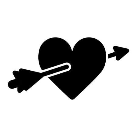 Heart with an arrow vector icon. Black and white love illustration. Solid linear icon of heart.のイラスト素材