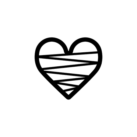 Heart vector icon. Black and white love illustration. Outline linear icon of heart.のイラスト素材