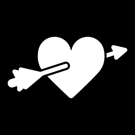 Heart with an arrow vector icon. Black and white love illustration. Solid linear icon of heart.のイラスト素材
