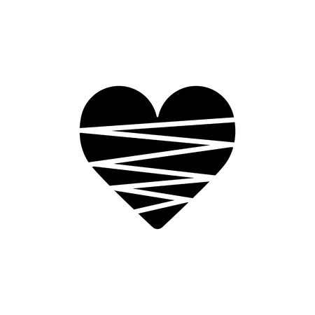 Heart vector icon. Black and white love illustration. Solid linear icon of heart.のイラスト素材