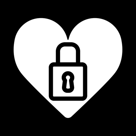 Heart lock vector icon. Black and white love illustration. Outline linear icon of heart.のイラスト素材