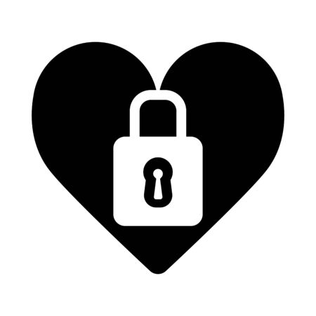 Heart lock vector icon. Black and white love illustration. Outline linear icon of heart.のイラスト素材