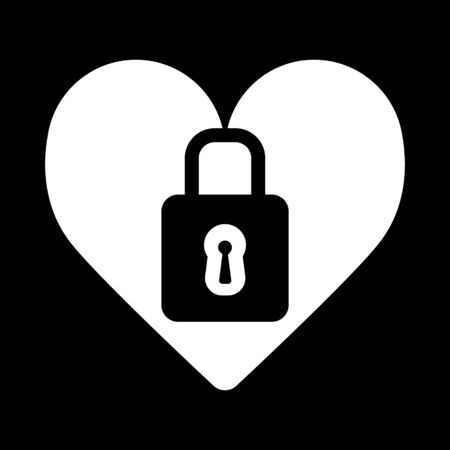 Heart lock vector icon. Black and white love illustration. Outline linear icon of heart.のイラスト素材