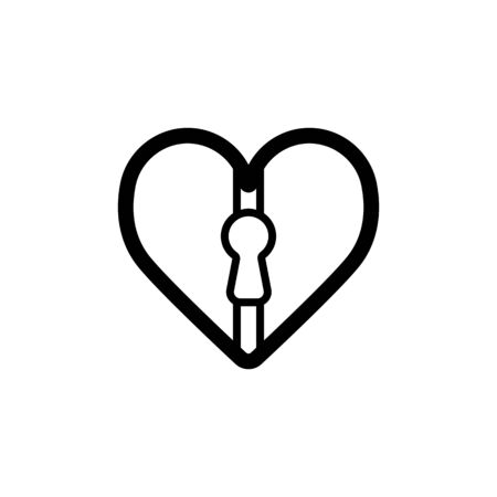 Heart lock vector icon. Black and white love illustration. Outline linear icon of heart.のイラスト素材