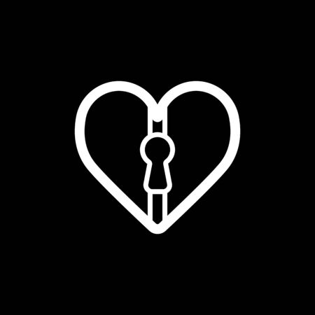 Heart lock vector icon. Black and white love illustration. Outline linear icon of heart.のイラスト素材