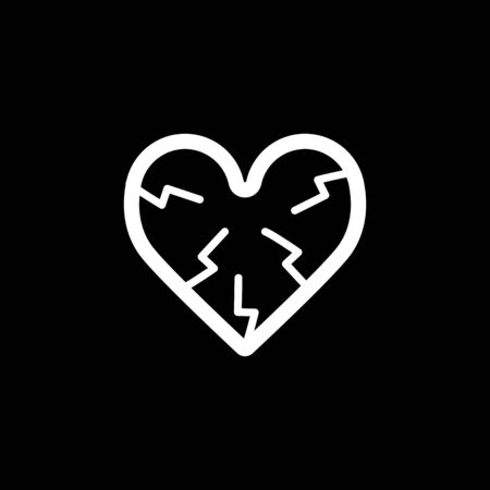 Cracked Heart vector icon. Black and white love illustration. Outline linear icon of heart.のイラスト素材