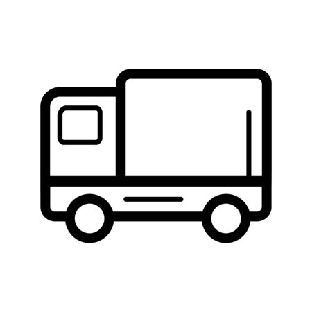 Delivery truck vector icon. Black and white track illustration. Contour linear icon.のイラスト素材