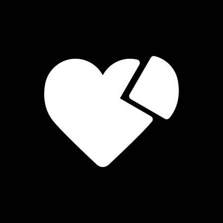 Heart vector icon. Black and white love illustration. Solid linear icon of heart, Divided into parts.のイラスト素材