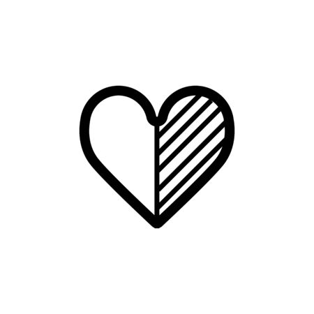 Heart vector icon. Black and white love illustration. Outline linear icon of heart.のイラスト素材