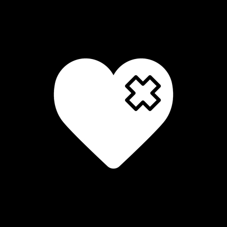 Heart plaster vector icon. Black and white love illustration. Solid linear icon of heart.のイラスト素材