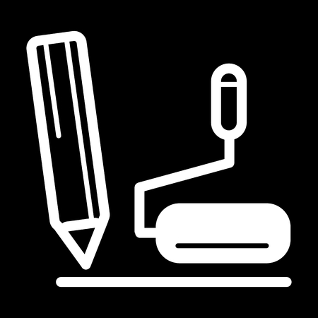 Table microphone and pen vector icon. Black and white microphone illustration. Outline linear icon.のイラスト素材