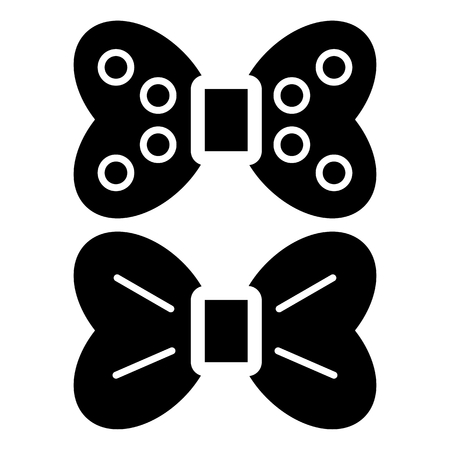 Two bows vector icon. Black and white bow illustration. Solid linear beauty icon.のイラスト素材
