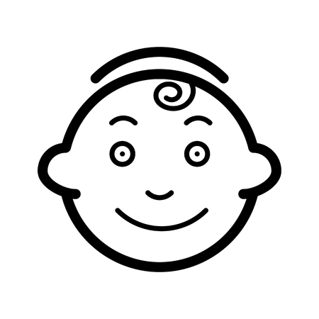 Baby carriage vector icon. Black and white pram illustration. Solid linear newborn icon.のイラスト素材