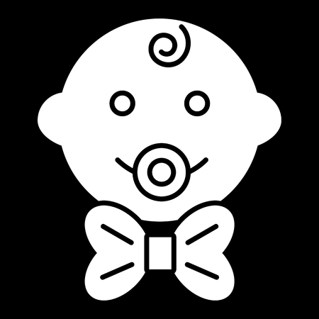 Baby boy vector icon. Black and white little gentleman illustration. Solid linear smiling baby face icon.のイラスト素材