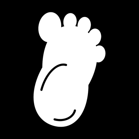 Baby simple foot print vector icon. Black and white foot illustration. Solid linear icon.のイラスト素材