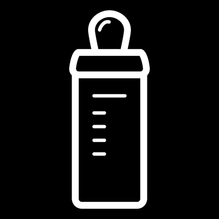 Baby bottle vector icon. Black and white baby nipple illustration. Outline linear icon.のイラスト素材