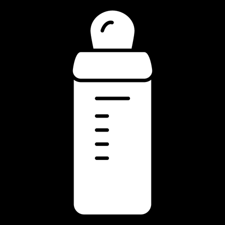 Baby bottle vector icon. Black and white baby nipple illustration. Solid linear icon.のイラスト素材