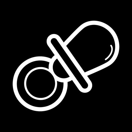 Baby pacifier vector icon. Black and white baby dummy illustration. Outline linear icon.のイラスト素材