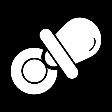 Baby pacifier vector icon. Black and white baby dummy illustration. Solid linear icon.のイラスト素材