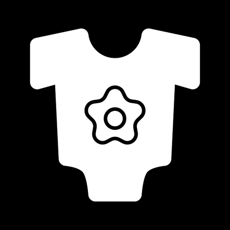 Baby bodysuit vector icon. Black and white baby clothes for girl illustration. Solid linear icon.のイラスト素材