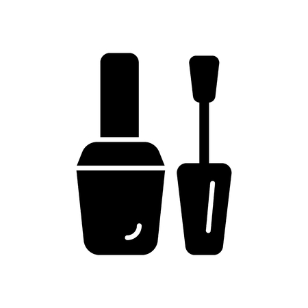 nail polish vector icon. Black illustration on white background. Solid linear beauty icon.のイラスト素材