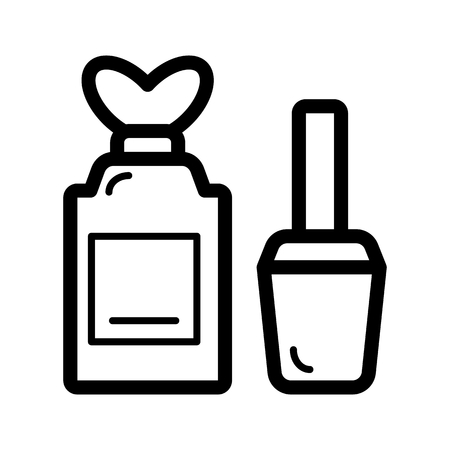 nail care bottles vector icon. Black illustration on white background. Outline linear beauty icon.のイラスト素材