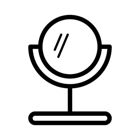 Mirror vector icon. Black and white table make-up mirror illustration. Outline linear beauty icon.のイラスト素材