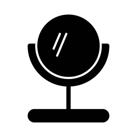 Mirror vector icon. Black and white table make-up mirror illustration. Solid linear beauty icon.のイラスト素材
