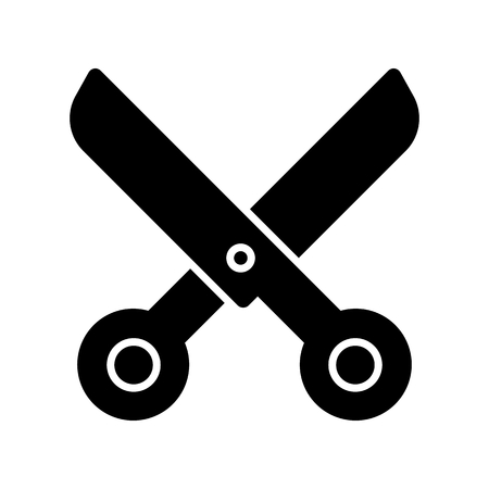 scissors vector icon. Black scissors illustration on white background. Solid linear beauty icon.のイラスト素材