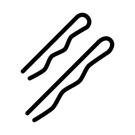 Hairpin vector icon. Black hairdressing tool illustration on white background. Solid linear beauty icon.のイラスト素材
