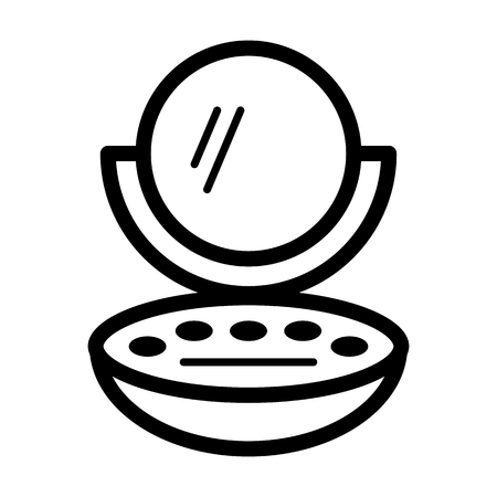 Woman compact powder vector icon. Black Cosmetic powder illustration on white background. Outline linear icon.のイラスト素材