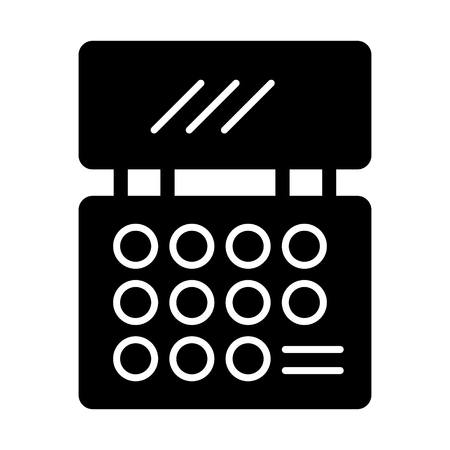 Makeup cosmetics palette vector icon. Black eyeshadow palette illustration on white background. Solid linear icon.のイラスト素材