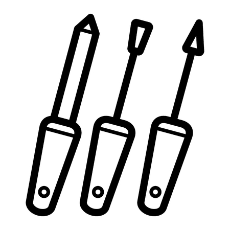 Set of Manicure accessories vector icon. White nail care illustration on black background. Outline linear icon.のイラスト素材