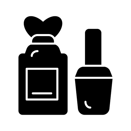 nail care bottles vector icon. Black illustration on white background. Solid linear beauty icon.のイラスト素材