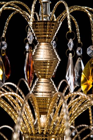Chandelier for interior of the living room. chandelier details isolated on black background.の写真素材