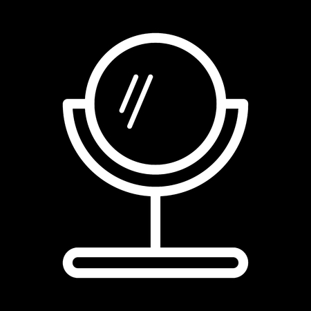 Mirror vector icon. Black and white table make-up mirror illustration. Outline linear beauty icon.のイラスト素材