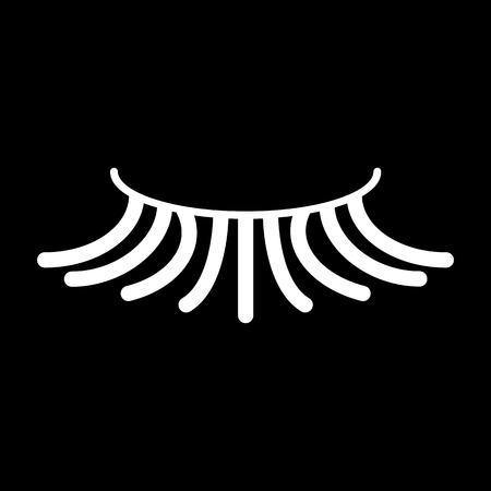 False simple eyelash vector icon. White eyelash illustration on black background. Solid linear beauty icon.のイラスト素材