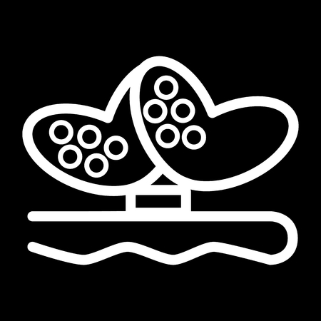Hairpin vector icon. White hairdressing tool illustration on black background. Outline linear beauty icon.のイラスト素材