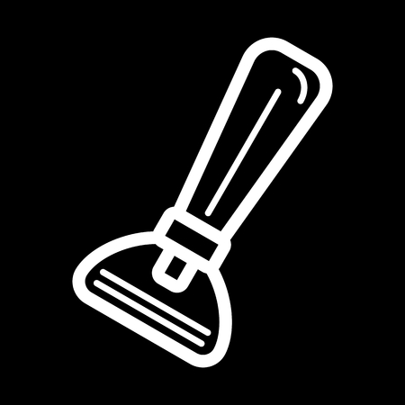 A razor vector icon. White shaving razor illustration on black background. Outline linear body care icon.のイラスト素材